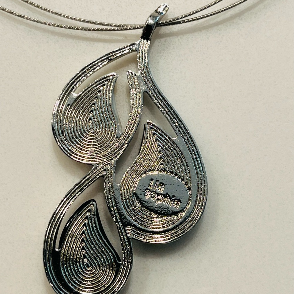Lia Sophia Tear Drop Two Toned Silver and Black Abalone Mother of Pearl and Onyx - Picture 4 of 8
